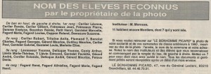 Legende classe ecole Montiers 1929